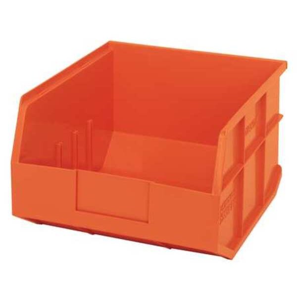 Shelf Storage Bin, Orange, Polypropylene, 12 in L x 11 in W x 7 in H, 65 lb Load Capacity