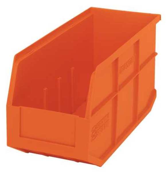 Shelf Storage Bin, Orange, Polypropylene, 14 in L x 6 in W x 7 in H, 55 lb Load Capacity