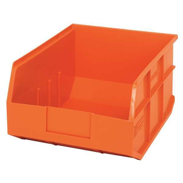 Shelf Storage Bin, Orange, Polypropylene, 14 in L x 11 in W x 7 in H, 65 lb Load Capacity