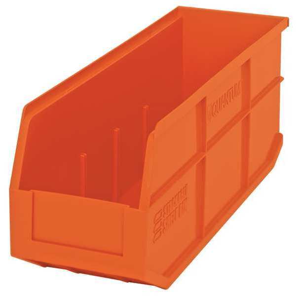 Shelf Storage Bin, Orange, Polypropylene, 18 in L x 6 in W x 7 in H, 65 lb Load Capacity