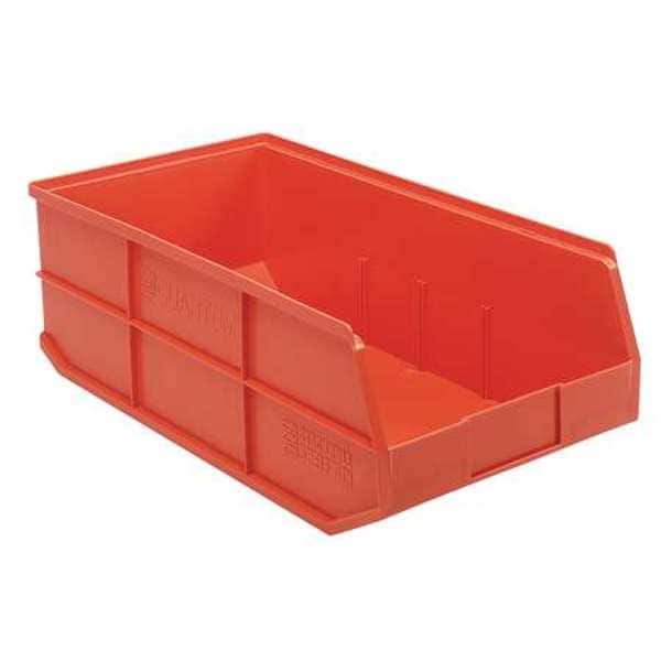 Shelf Storage Bin, Orange, Polypropylene, 20 1/2 in L x 11 in W x 7 in H, 85 lb Load Capacity