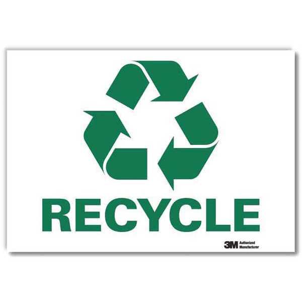 Recycling Sign, 14x10 In., English, U1-1028-RD_14X10