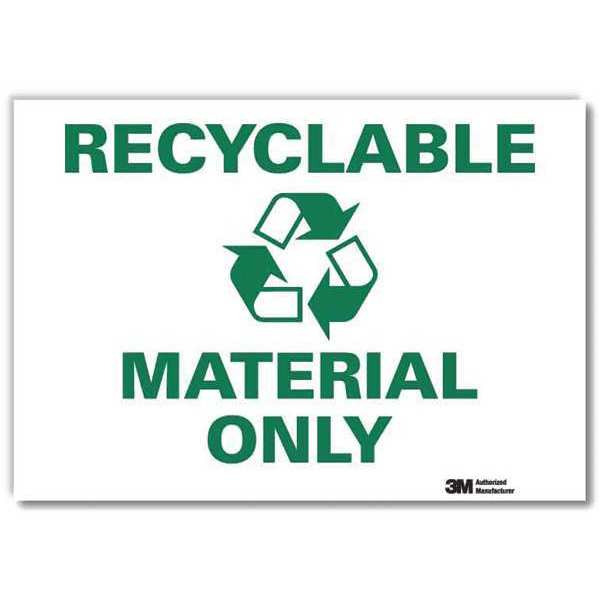 Recycling Sign, 14x10 In., English, U1-1062-RD_14X10