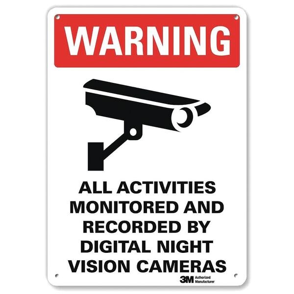 Warning Sign, 14 in Height, 10 in Width, Aluminum, Vertical Rectangle, English
