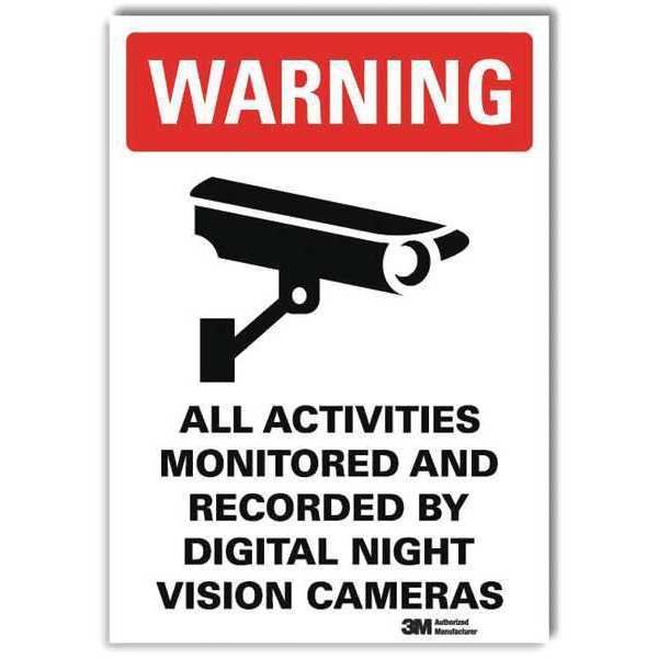 Warning Sign, 10 in Height, 7 in Width, Reflective Sheeting, Horizontal Rectangle, English
