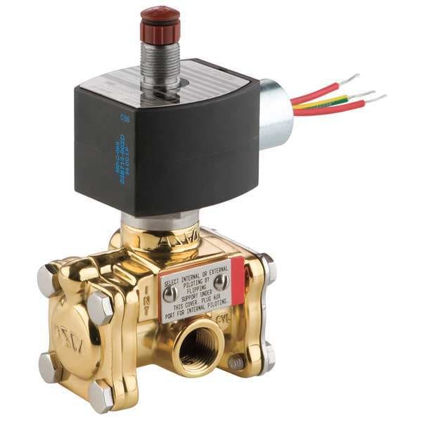 120V AC Brass Solenoid Valve, Normally Closed, 3/8 in Pipe Size