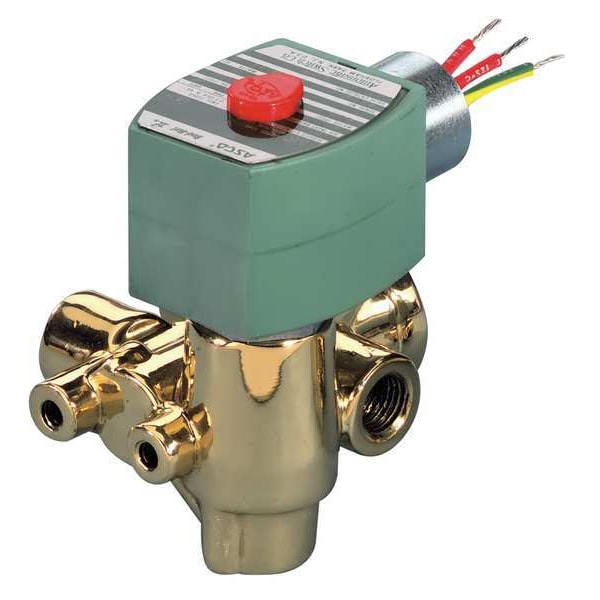 24V DC Brass Solenoid Valve, Normally Closed, 3/8 in Pipe Size