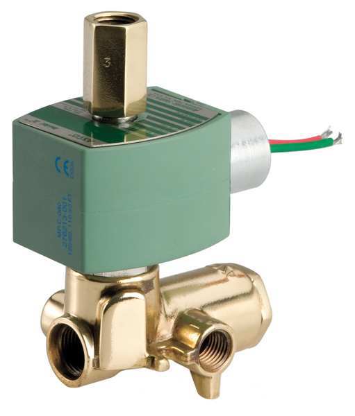 120V AC Brass Solenoid Valve with Manual Operator, 1/4 in Pipe Size