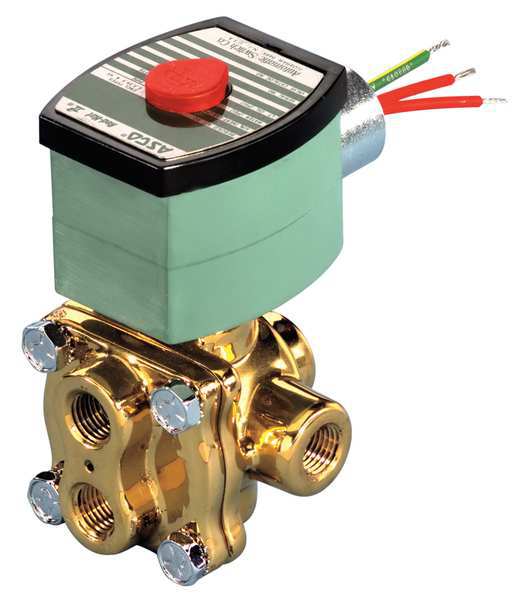 120V AC Brass Solenoid Valve with Manual Operator, 3/8 in Pipe Size