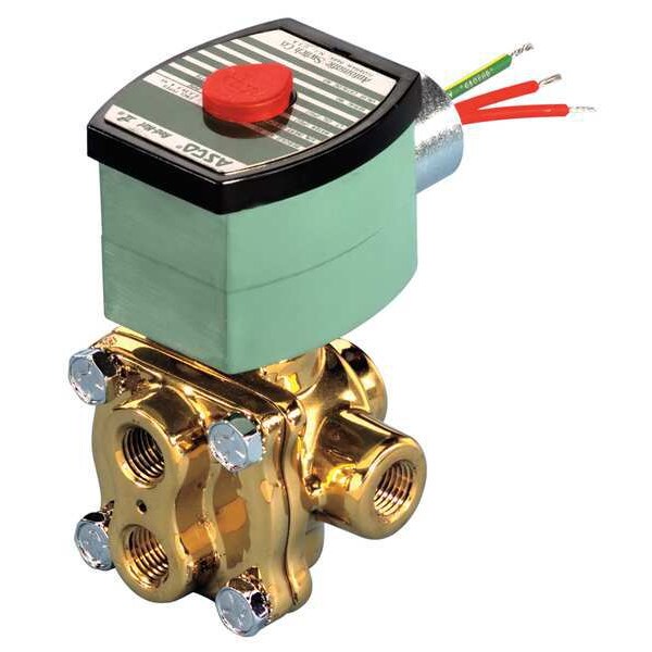 120V AC Brass Solenoid Valve with Manual Operator, 3/8 in Pipe Size