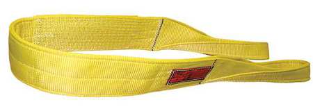 Synthetic Web Sling, Flat Eye and Eye, 4 ft L, 10 in W, Nylon, Yellow