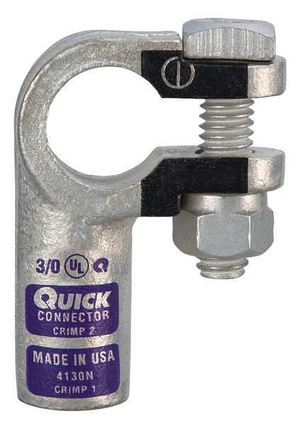 Right Elbow Terminal, 3/0 ga, Purp, Neg