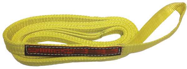 Synthetic Web Sling, Twisted Eye and Eye, 6 ft L, 1 in W, Nylon, Yellow