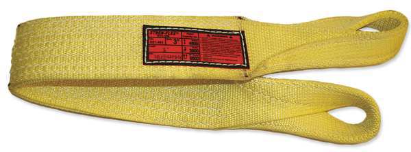 Synthetic Web Sling, Twisted Eye and Eye, 6 ft L, 10 in W, Nylon, Yellow