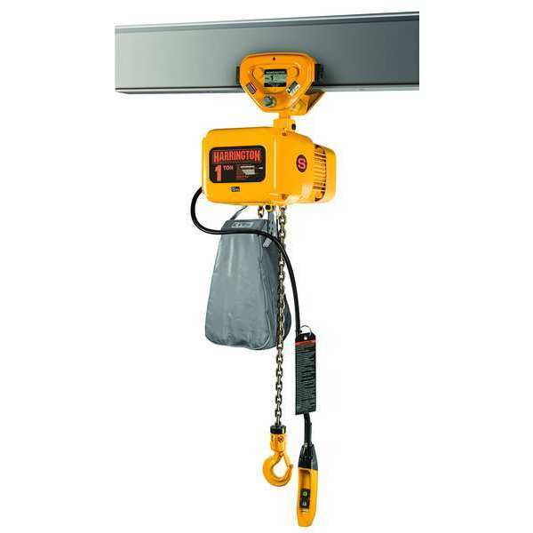 Electric Chain Hoist, 2,000 lb, 10 ft, Push Trolley