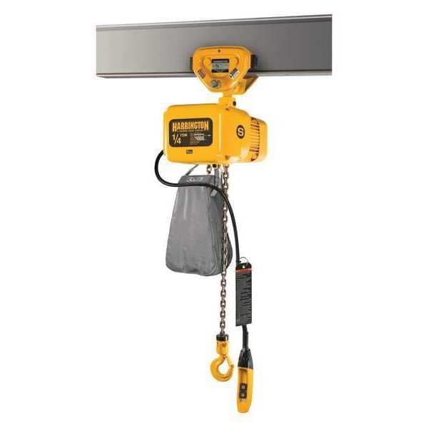 Electric Chain Hoist, 500 lb, 10 ft, Push Trolley