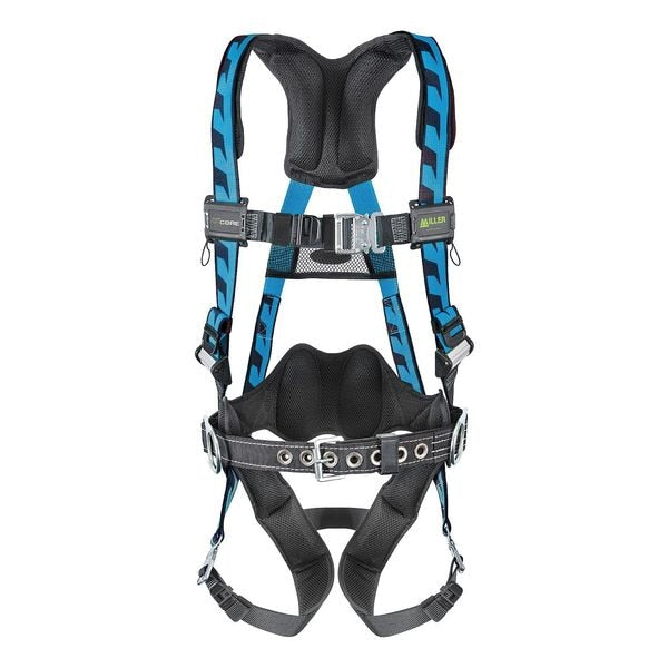 Full Body Harness, Vest Style, L/XL, Polyester, Blue