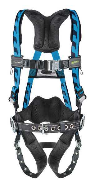 Full Body Harness, Vest Style, L/XL, Polyester, Blue
