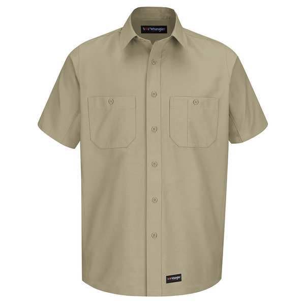 Short Sleeve Shirt, Khaki, Polyester/Cotton, S
