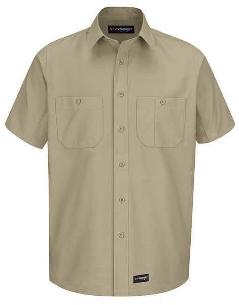 Short Sleeve Shirt, Khaki, Polyester/Cotton, 2XL
