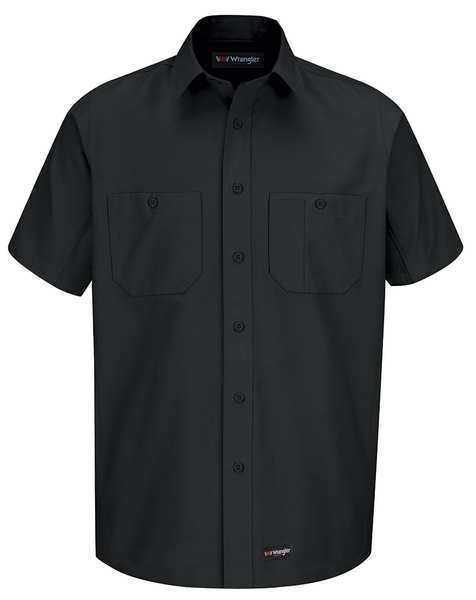 Short Sleeve Shirt, Blk, Polyester/Cotton