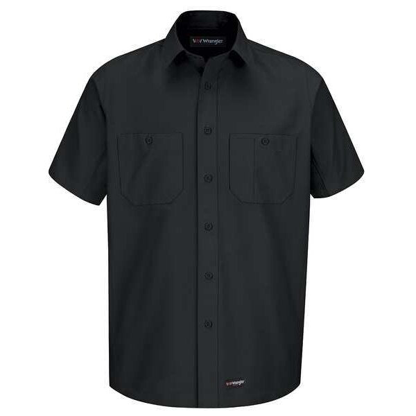 Short Sleeve Shrt, Blk, Polyestr/Cottn, 2XL