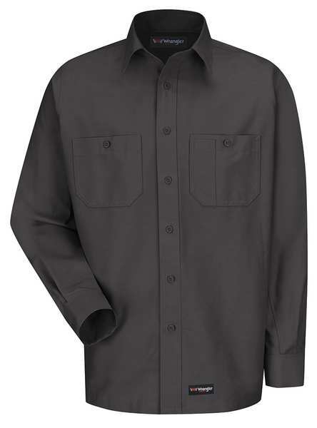 Long Sleeve Shirt, Charcoal, Poly/Cotton