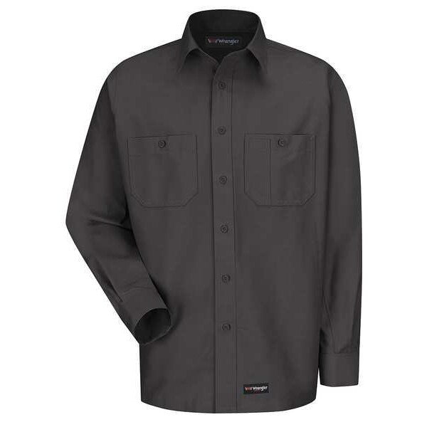 Long Sleeve Shirt, Charcoal, Poly/Cotton