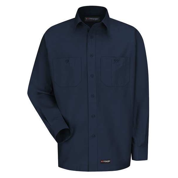 Long Sleeve Shirt, Navy, Polyester/Cotton