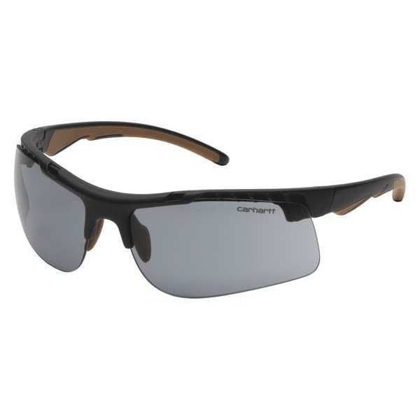 Safety Glasses, Wraparound Gray Polycarbonate Lens, Anti-Fog, Anti-Static, Scratch-Resistant