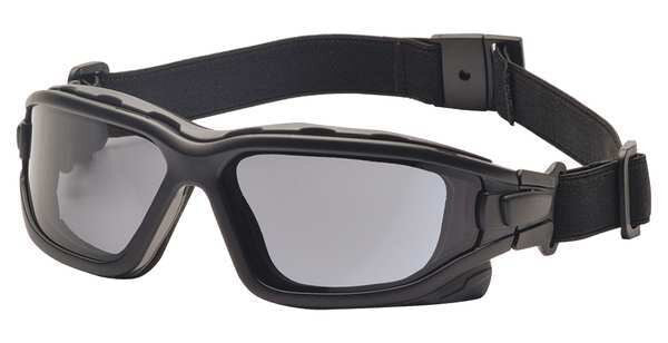 Safety Glasses, Wraparound Gray Polycarbonate Lens, Anti-Fog, Anti-Static, Scratch-Resistant