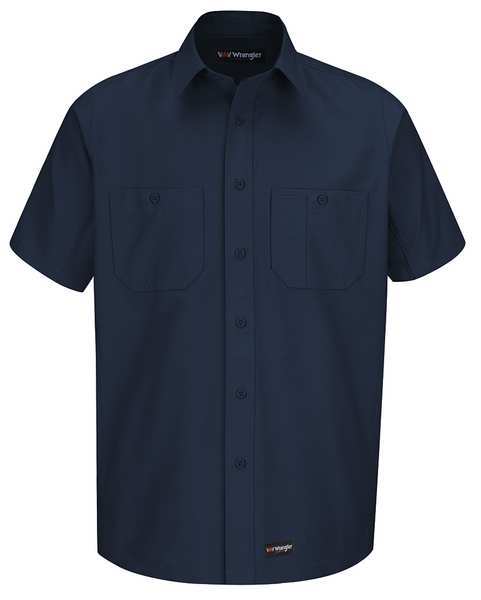 Short Sleeve Shirt, Navy, Polyester/Cotton, L