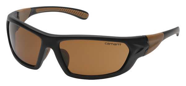 Safety Glasses, Wraparound Bronze Polycarbonate Lens, Scratch-Resistant