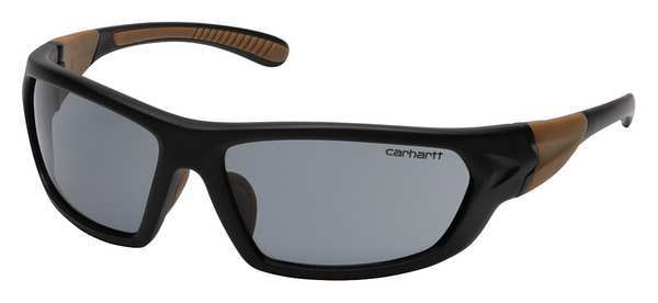 Safety Glasses, Wraparound Gray Polycarbonate Lens, Scratch-Resistant