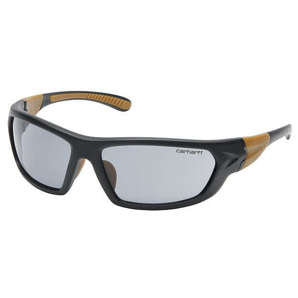 Safety Glasses, Wraparound Gray Polycarbonate Lens, Anti-Fog, Anti-Static, Scratch-Resistant