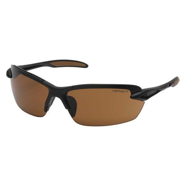 Safety Glasses, Wraparound Bronze Polycarbonate Lens, Scratch-Resistant