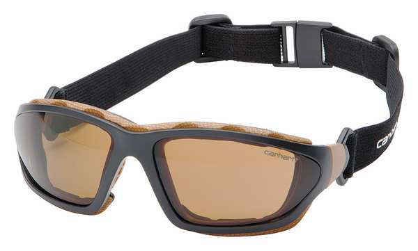 Safety Glasses, Wraparound Bronze Polycarbonate Lens, Anti-Fog, Anti-Static, Scratch-Resistant