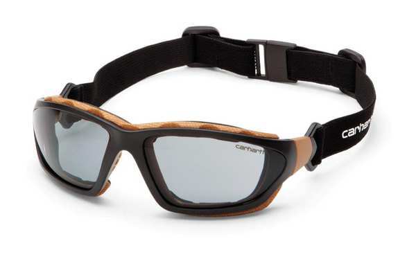 Safety Glasses, Wraparound Gray Polycarbonate Lens, Anti-Fog, Anti-Static, Scratch-Resistant
