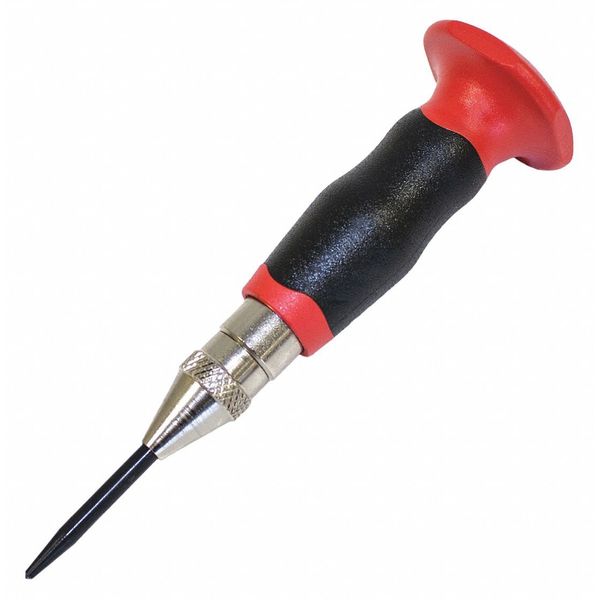 Auto adjustable center punch with a hand guard