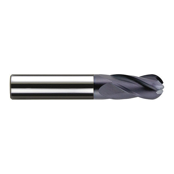 End Mill, Carbide, GP, Ball, 1/8 x 3/4, Number of Flutes: 4