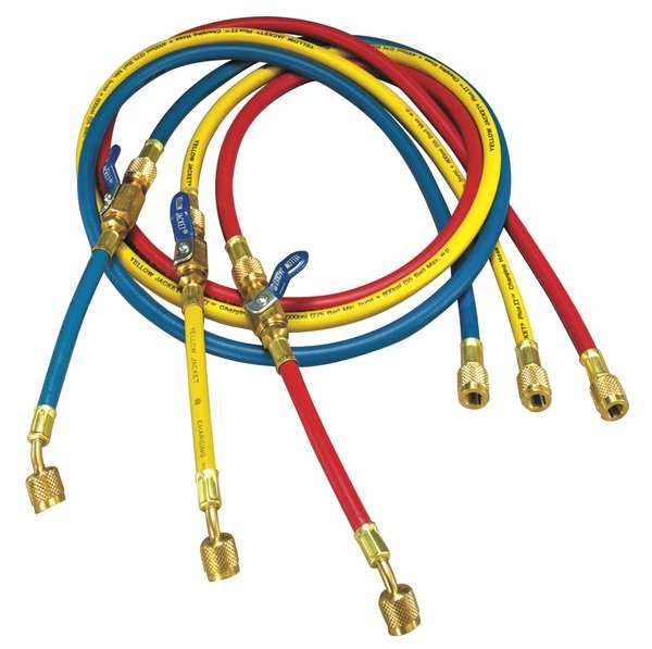 Manifold Hose Set, 60 In, Red, Yellow, Blue