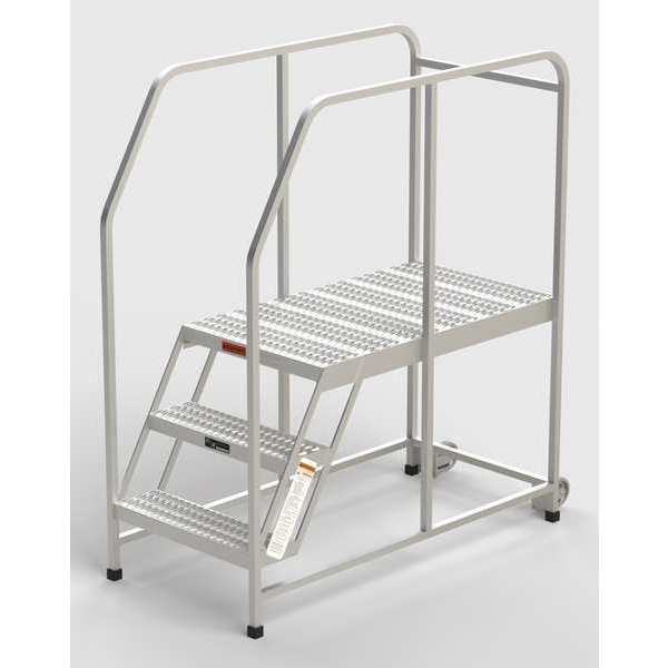 Aluminum Mobile Work Platform, 3 Steps, Handrails, 42