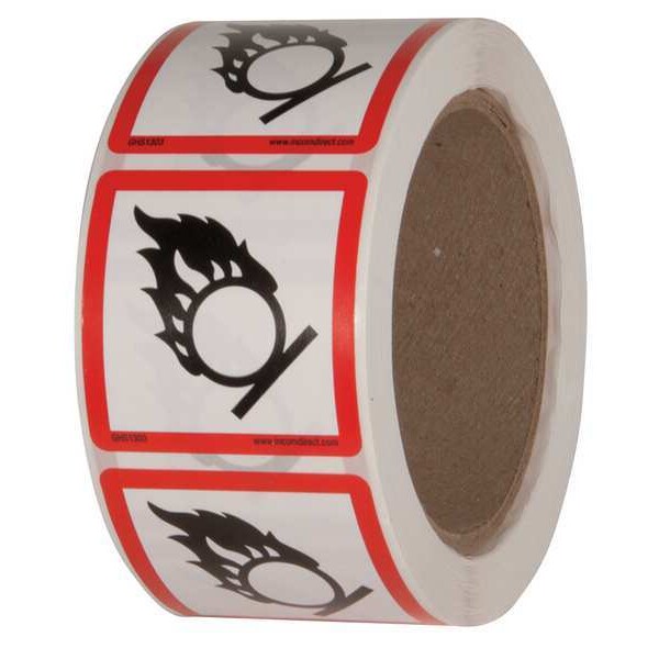 Safety Label, 2 in. W x 2 in. H, PK500, GHS1303