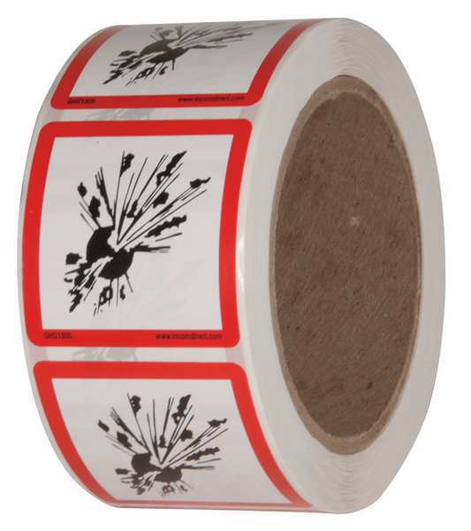Safety Label, 2 in. W x 2 in. H, PK500, GHS1305