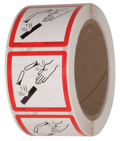 Safety Label, 2 in. W x 2 in. H, PK500, GHS1306