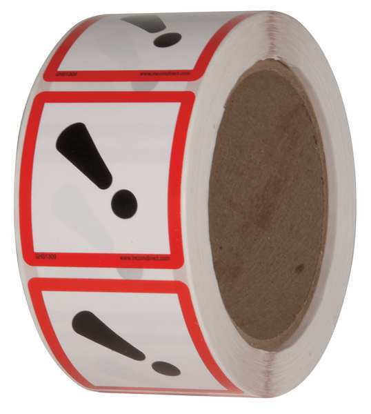 Safety Label, 2 in. W x 2 in. H, PK500, GHS1309