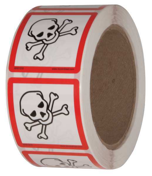 Safety Label, 2 in. W x 2 in. H, PK500, GHS1310