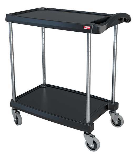 Polymer (Shelf) Utility Cart with Lipped Plastic Shelves, Flat, 2 Shelves, 300 lb