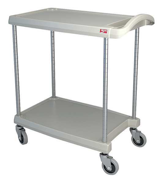 Polymer (Shelf) Utility Cart with Lipped Plastic Shelves, Flat, 2 Shelves, 300 lb