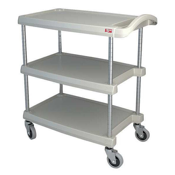 Polymer (Shelf) Utility Cart with Lipped Plastic Shelves, Flat, 3 Shelves, 400 lb